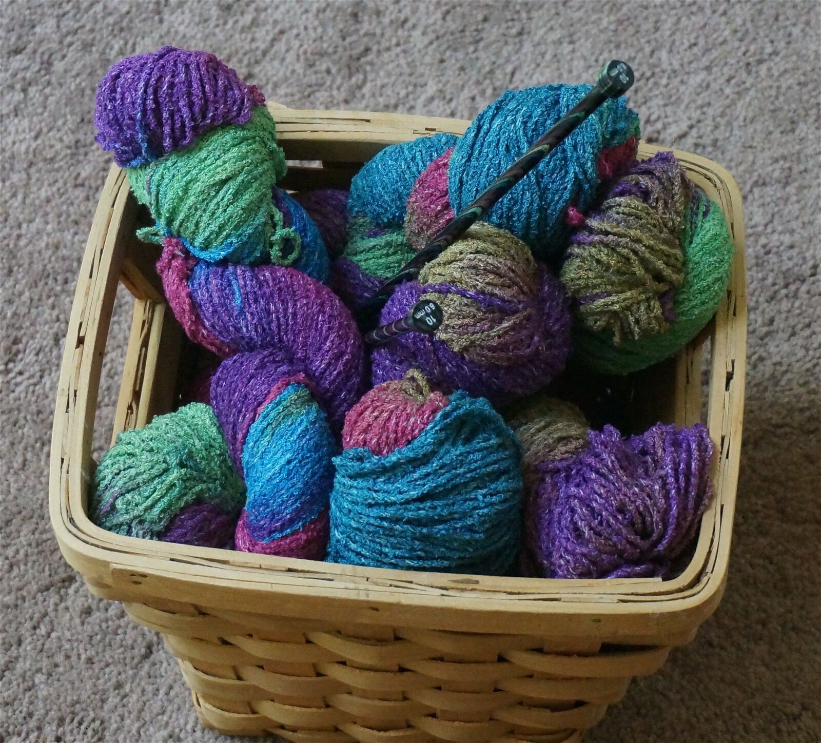 Sony Alpha NEX-5T sample photo. Knitting basket, knitting, yarn photography