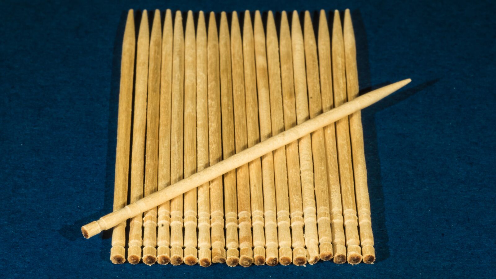 Sony ILCA-77M2 sample photo. Blue, macro, toothpicks, wood photography