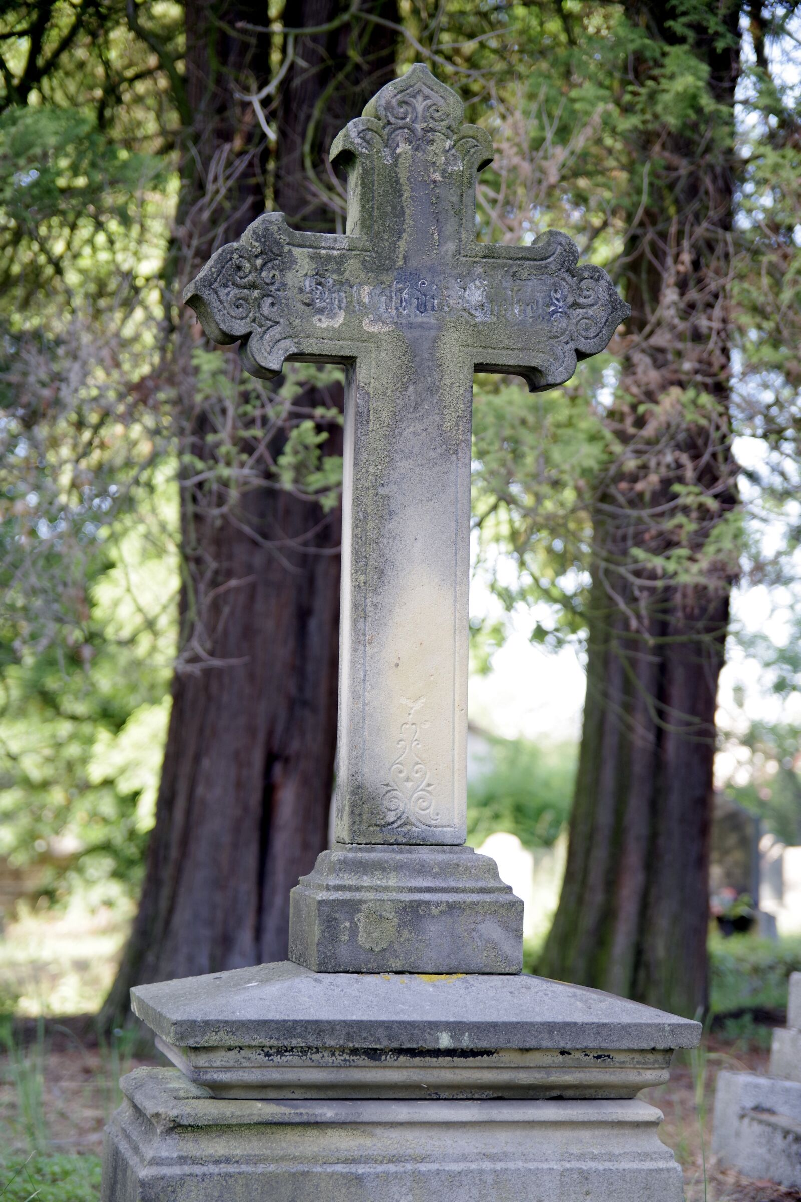 Pentax K-S2 sample photo. Tombstone, cross, cemetery photography