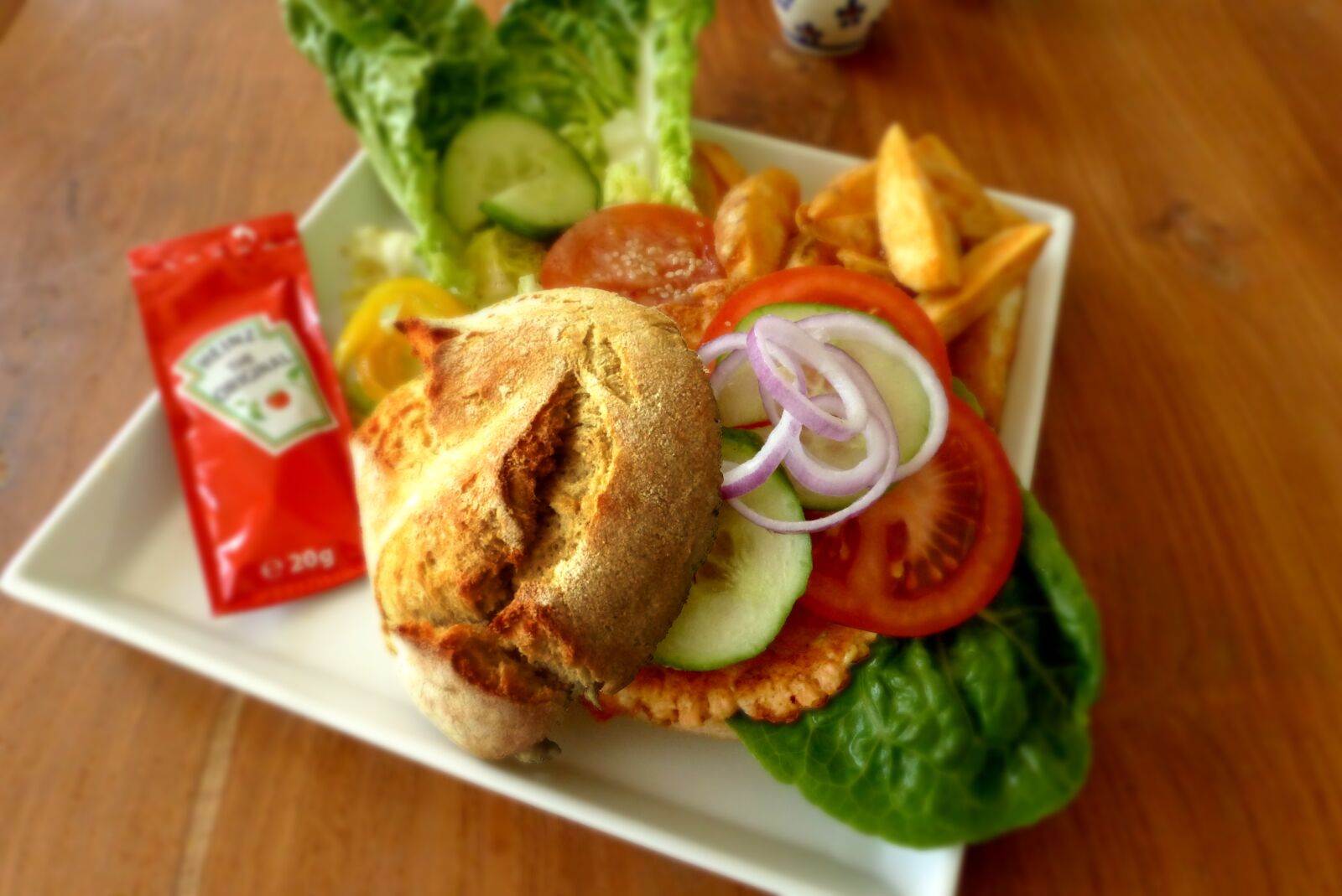 Panasonic Lumix DMC-FZ200 sample photo. Salmon, court, burger photography