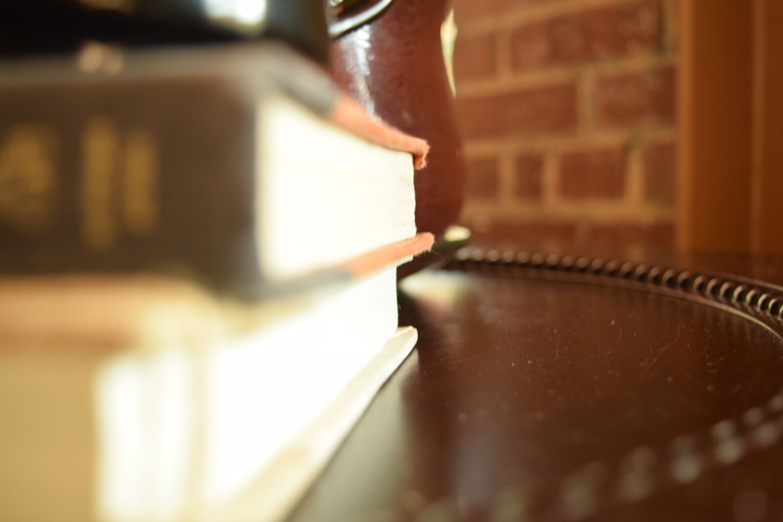 Nikon D3300 sample photo. Books, brick, fall, rustic photography