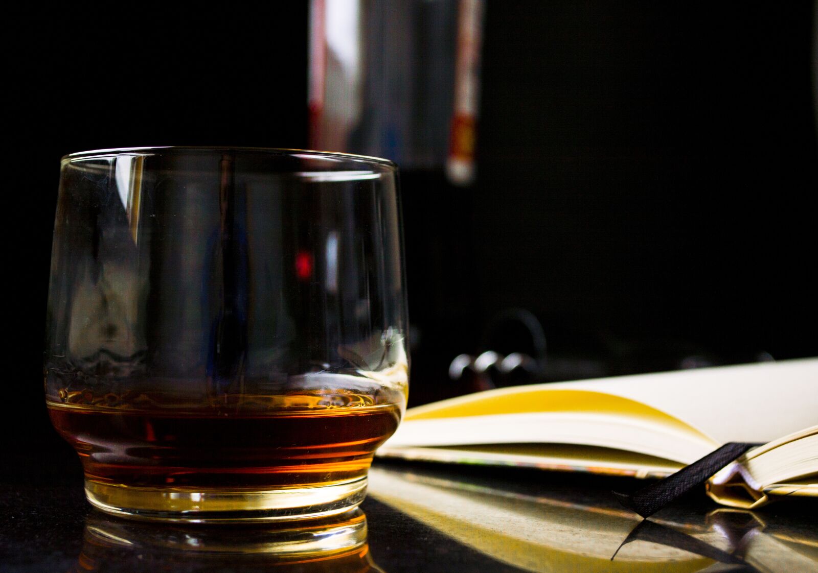 Nikon D3200 sample photo. Glass, whiskey, book photography