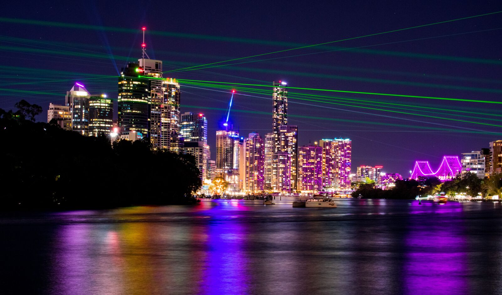 Nikon D3400 sample photo. Brisbane city, lightshow, lasers photography