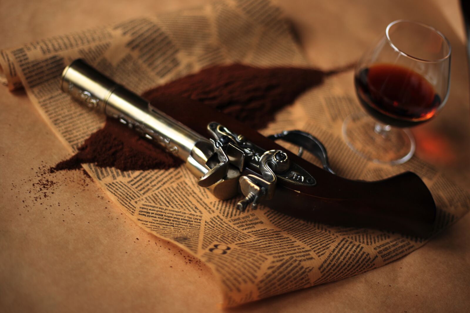 Canon EOS 6D + Canon EF 50mm F1.8 STM sample photo. Revolver, coffee, cognac photography
