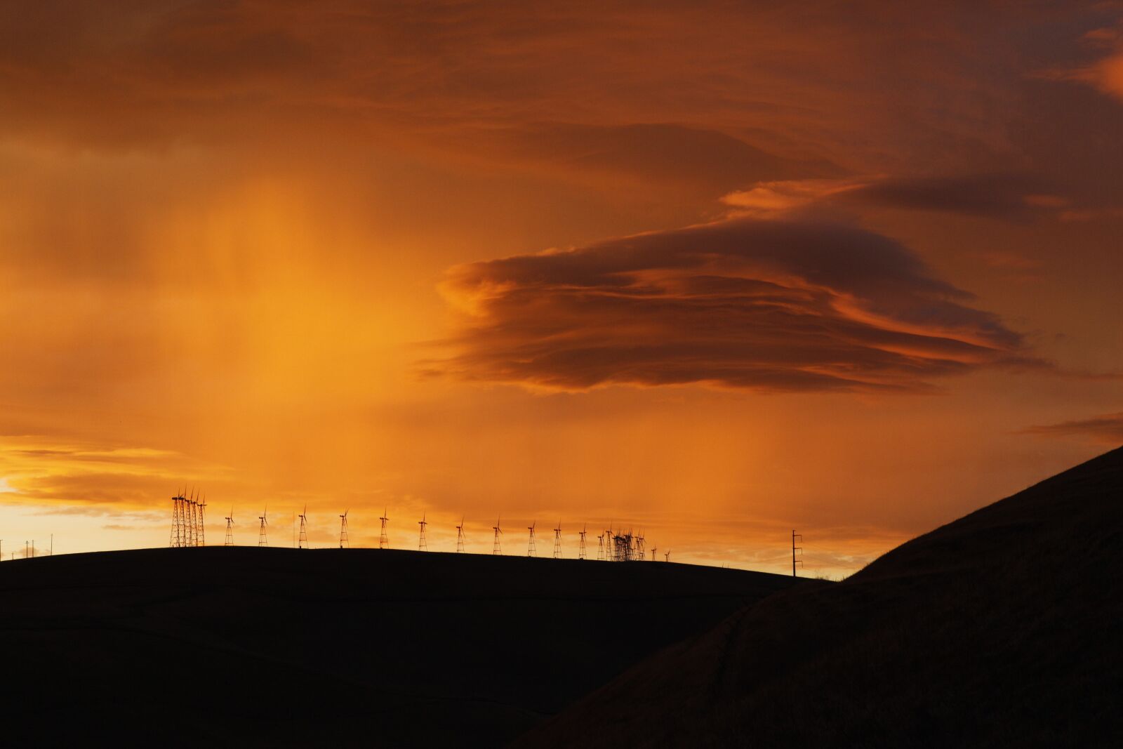 Canon EOS 5D Mark II sample photo. Hill, wind turbine, cloud photography