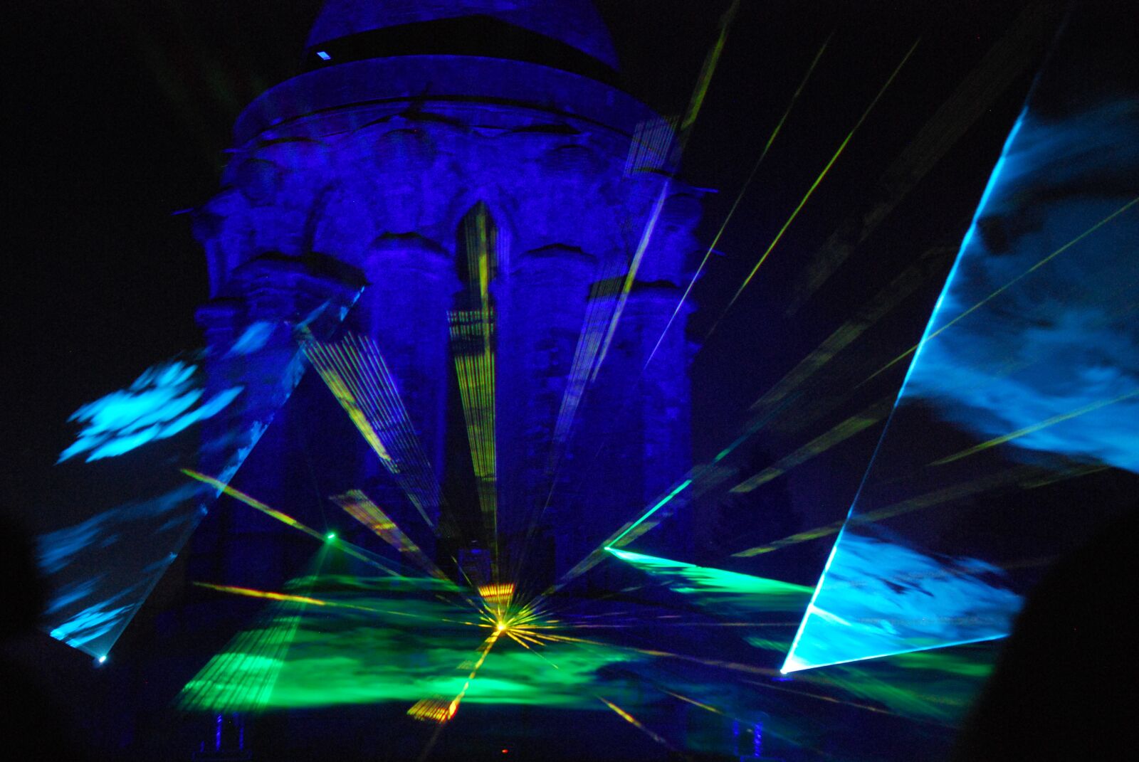 Nikon D60 sample photo. Laser show, night, blue photography