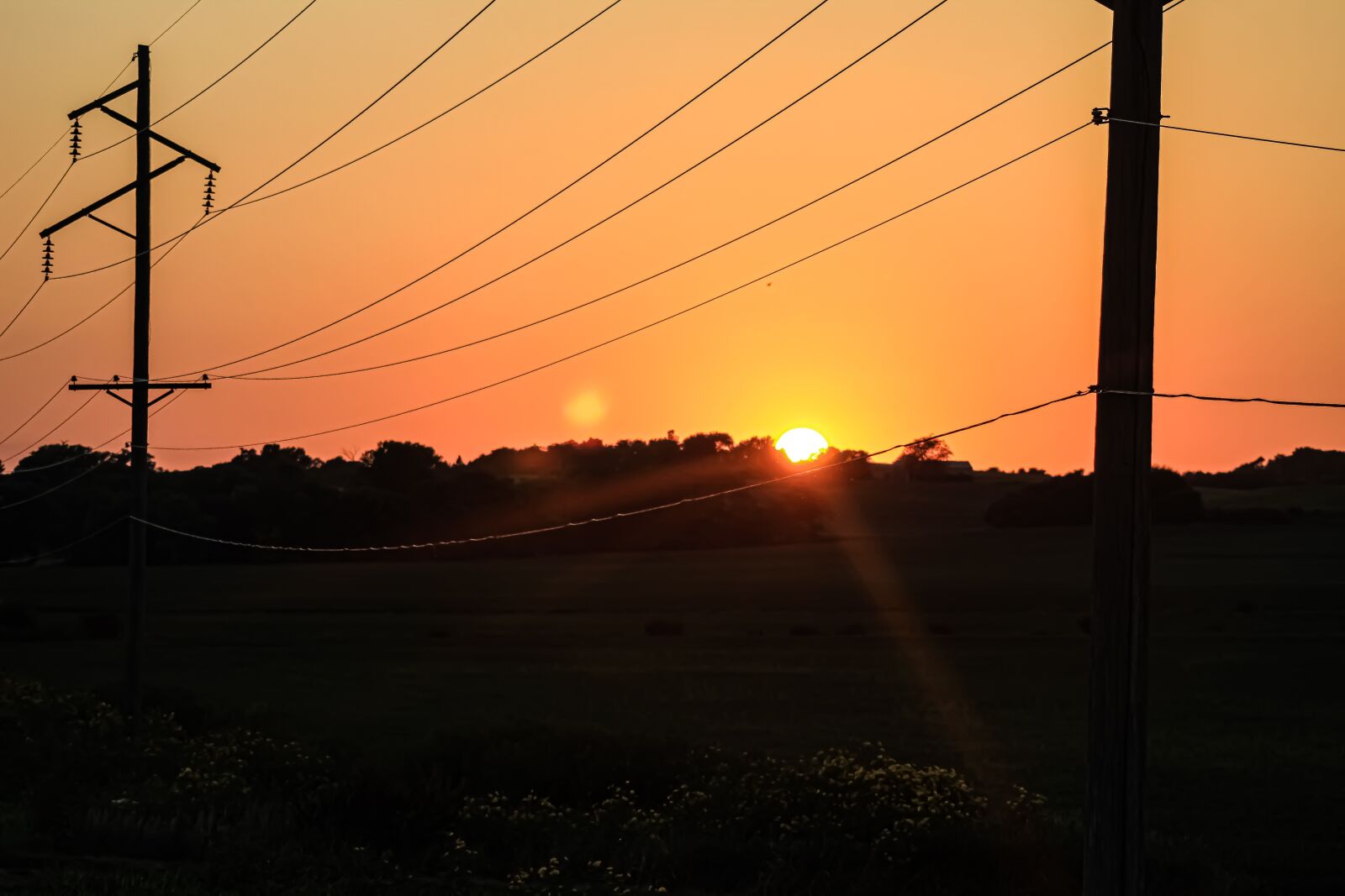EF75-300mm f/4-5.6 sample photo. Sunset, power lines, sky photography