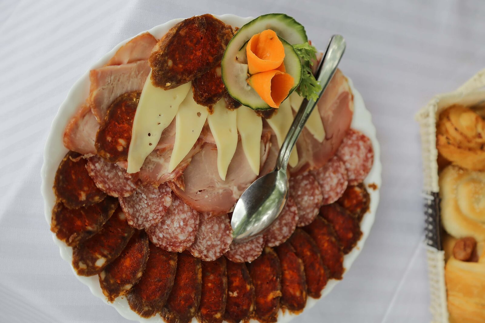 Canon EF 24-105mm F4L IS USM sample photo. Salami, sausage, cheese, spoon photography