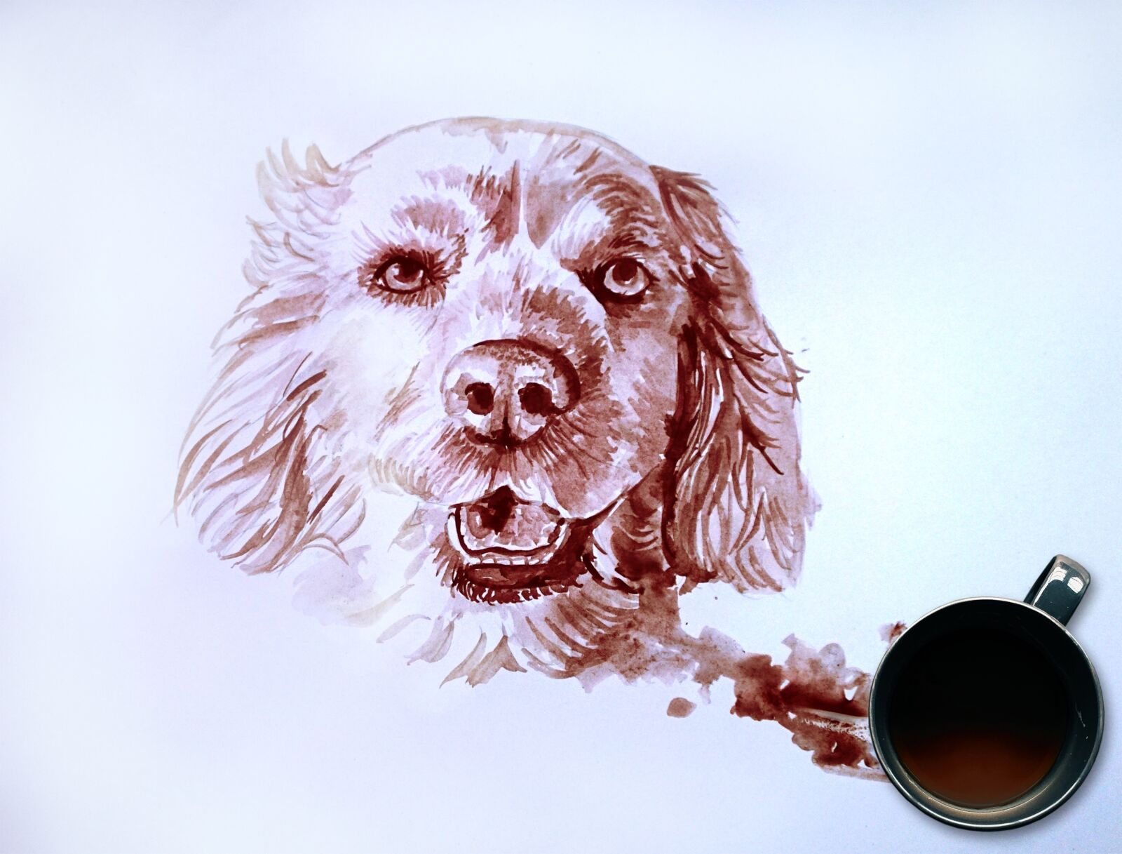 Sony a7S + Sony Sonnar T* FE 35mm F2.8 ZA sample photo. Dog portrait, coffee painting photography