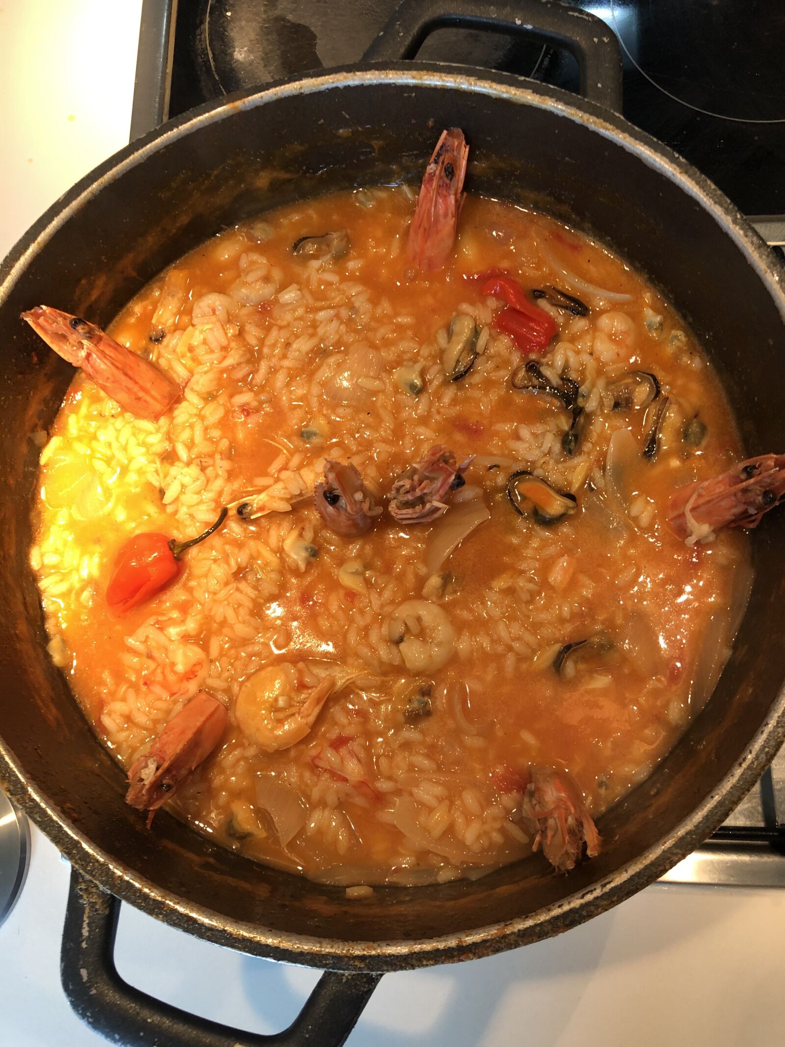 iPhone X back dual camera 4mm f/1.8 sample photo. Nice, seafood, rice photography