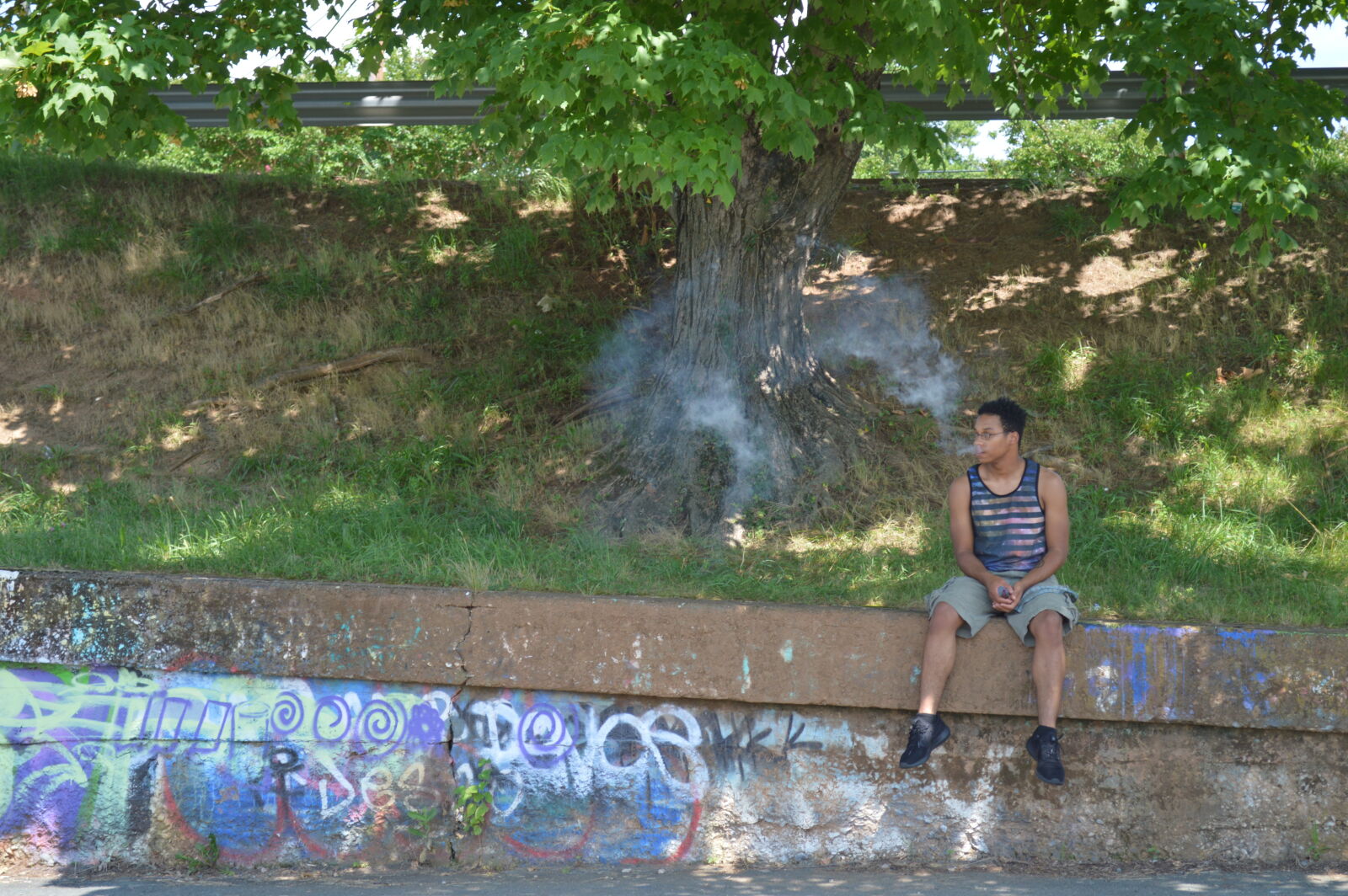Nikon D3200 sample photo. Graffiti, man, nature, smoke photography