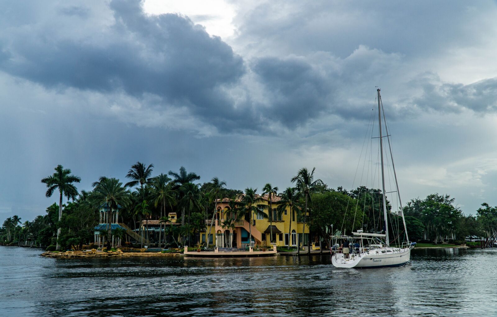 Sony a6000 sample photo. Clouds, sailboat, intracoastal photography