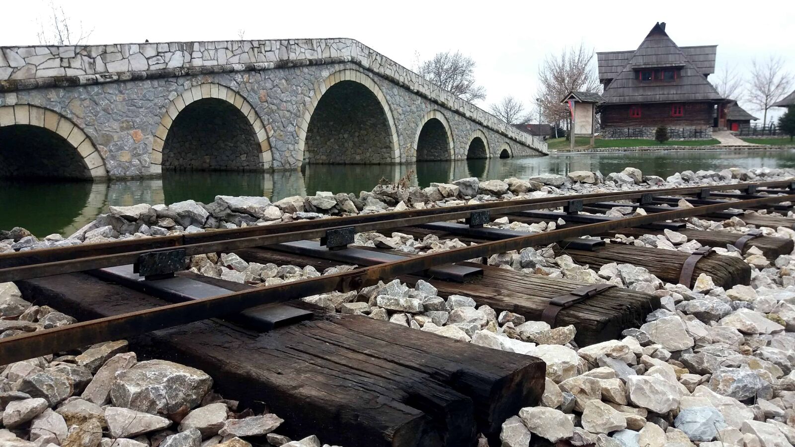 Samsung Galaxy J5 sample photo. Railway, stone, bridge, construction photography