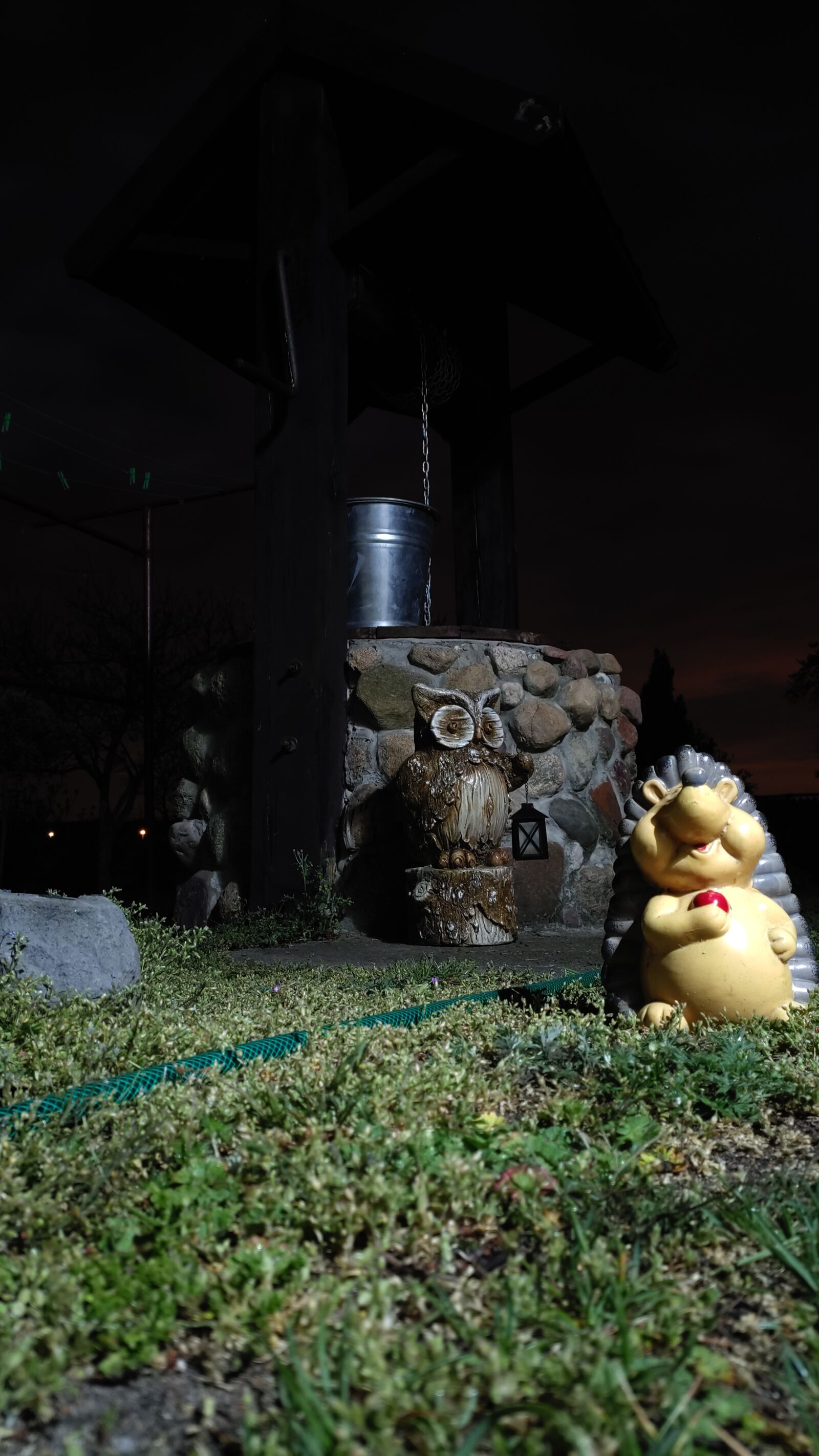 Xiaomi Mi 9T sample photo. Night, garden, figurines photography