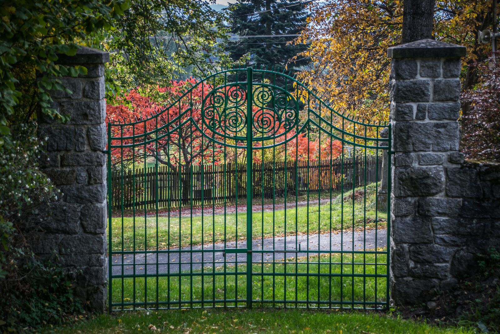 Nikon D5300 sample photo. Gate, autumn, rural photography