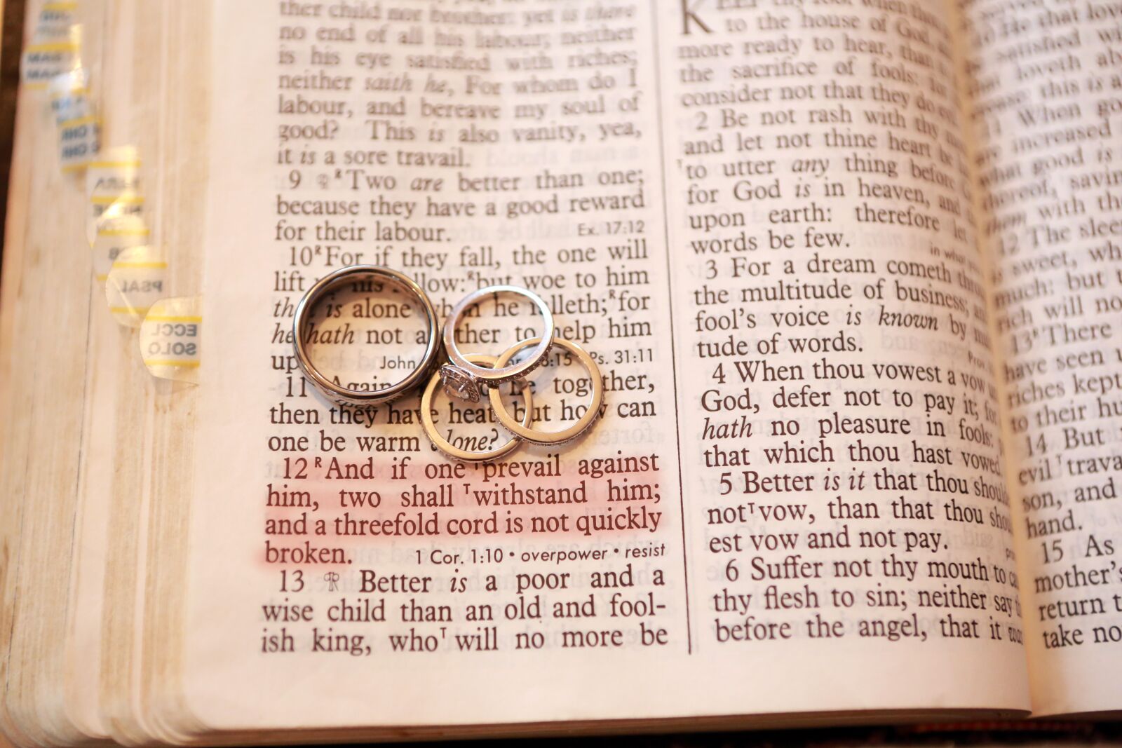 Canon EF 24-70mm F2.8L USM sample photo. Wedding rings, bible, verse photography