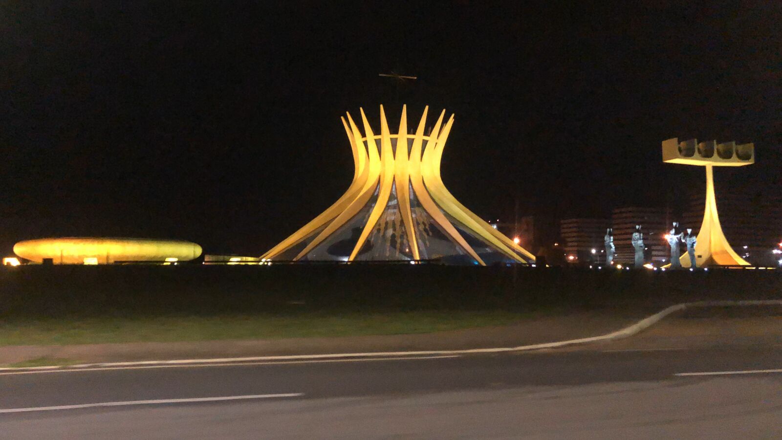 Apple iPhone X + iPhone X back camera 4mm f/1.8 sample photo. Brasilia, cathedral, night photography