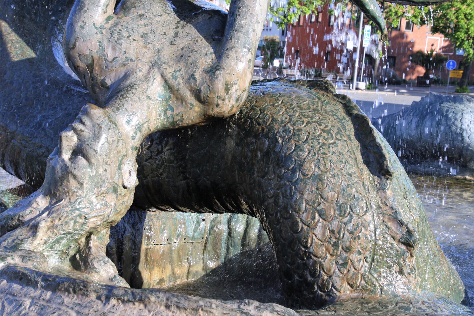 Canon EOS 7D Mark II sample photo. Catch, dragon, face, fountain photography