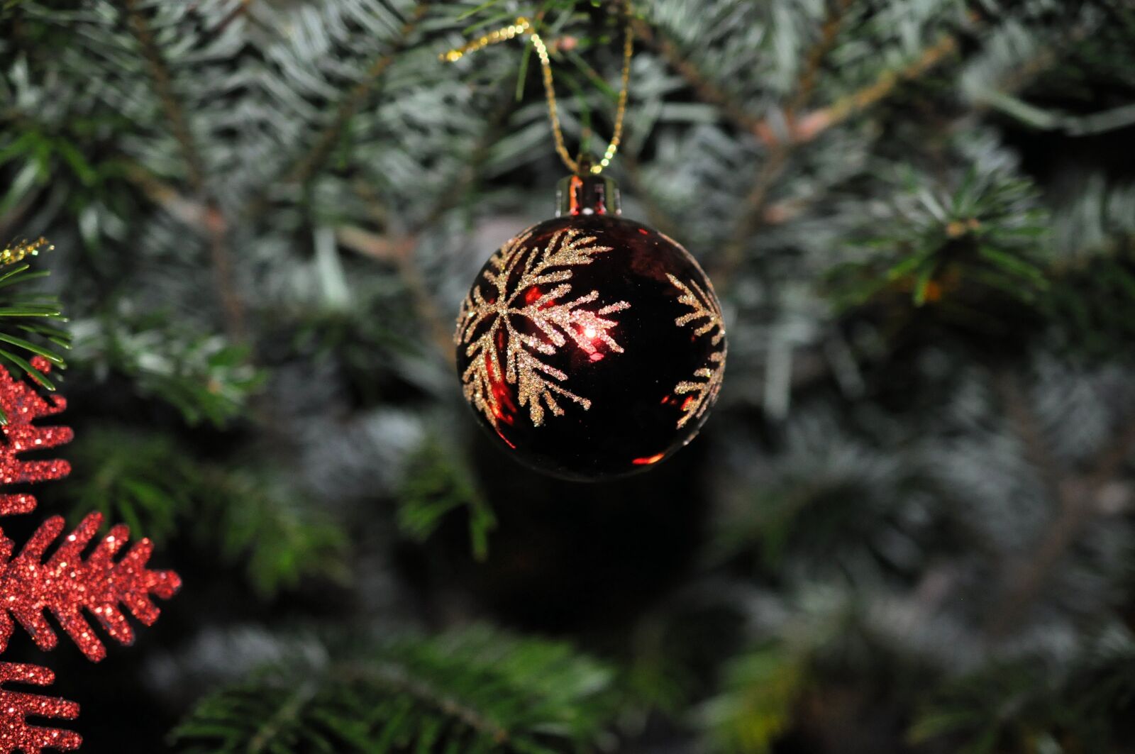 Nikon D90 sample photo. Christmas, christmas bauble, red photography