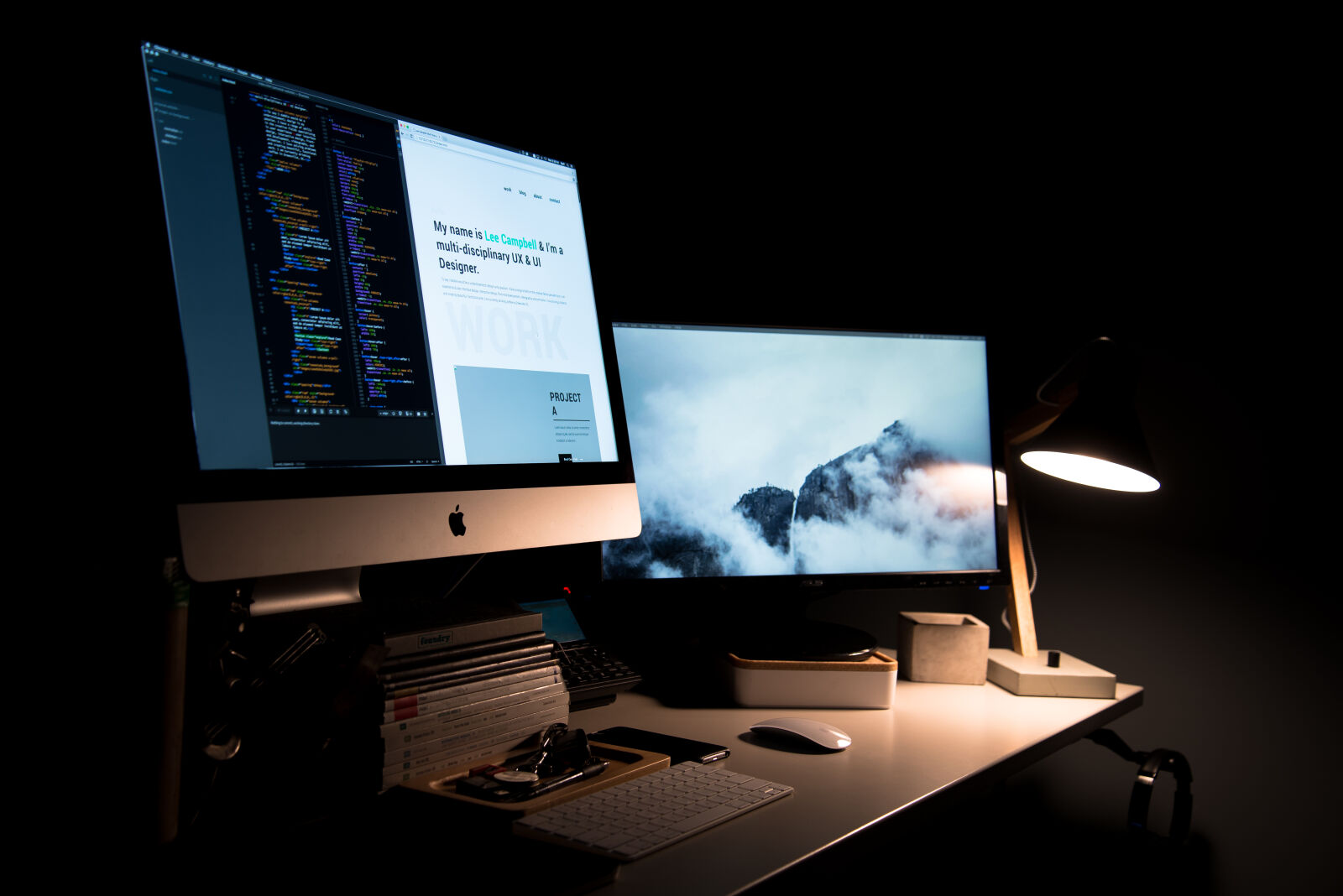 Nikon D610 sample photo. Apple, books, desk, keyboard photography