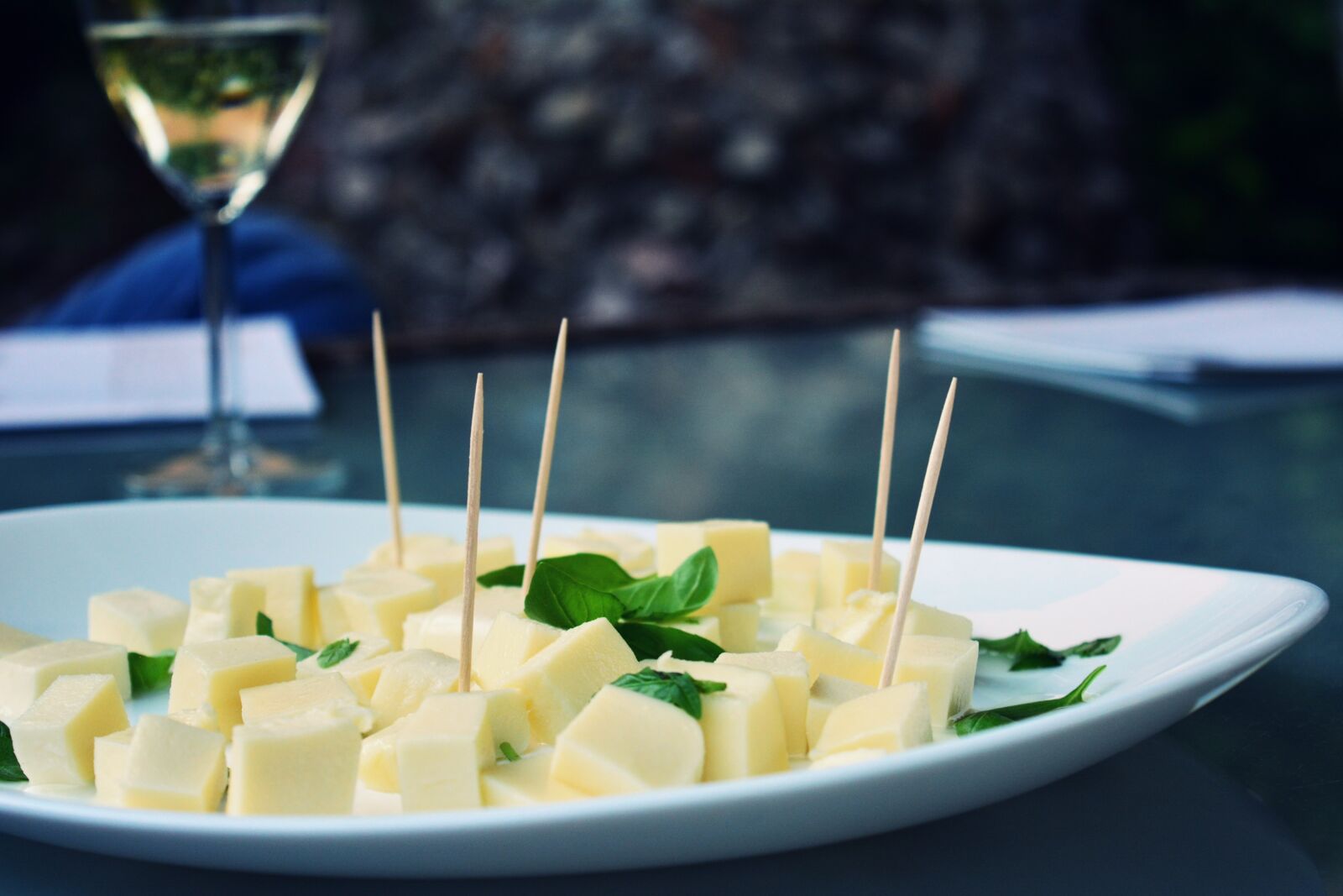 Nikon D5200 sample photo. Cheese, wine, starter photography