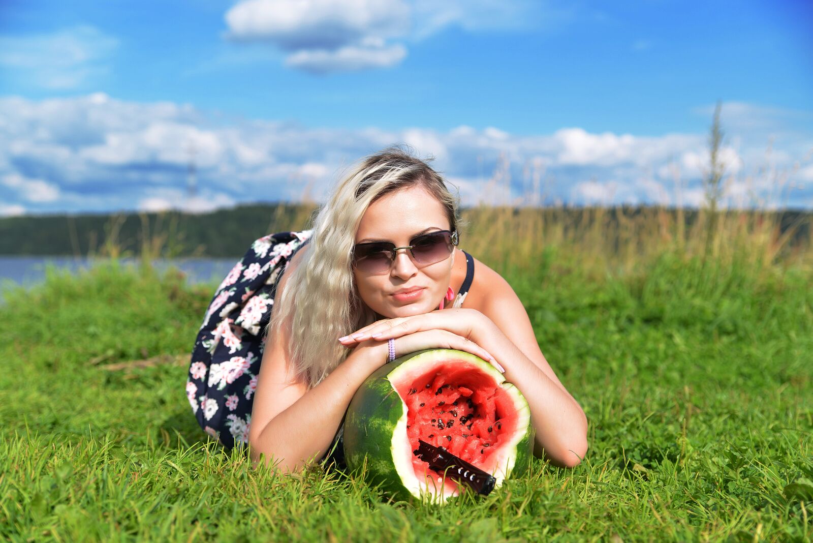Nikon D800 sample photo. Watermelon, blonde with watermelon photography
