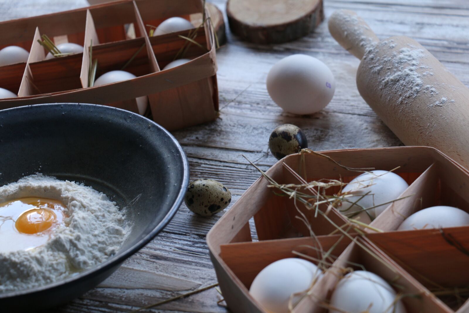 Canon EOS 70D sample photo. Flour, eggs, pie photography