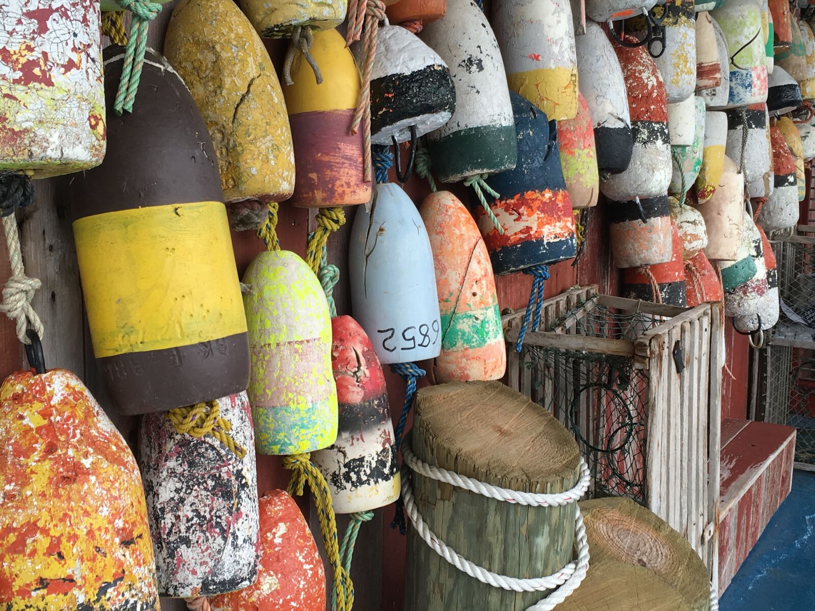 Apple iPhone 6s sample photo. Lobster pots, colour, fishing photography