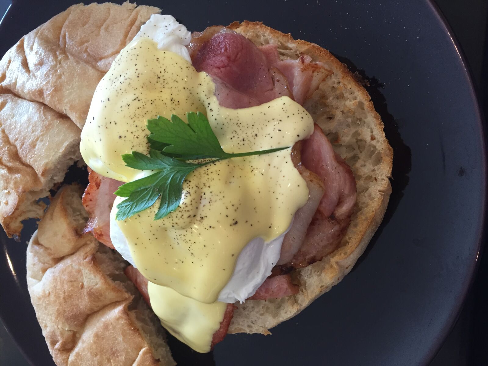 Apple iPhone 6 sample photo. Benedict, breakfast, eggs, ham photography