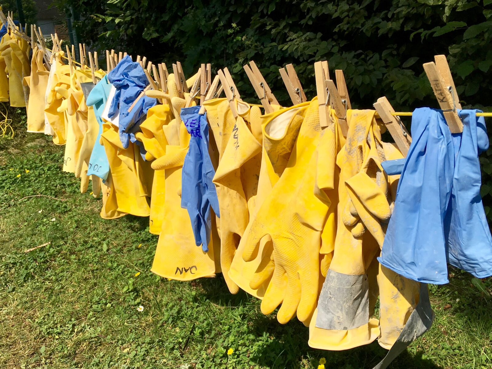 Apple iPhone 6s sample photo. Gloves, yellow, blue photography