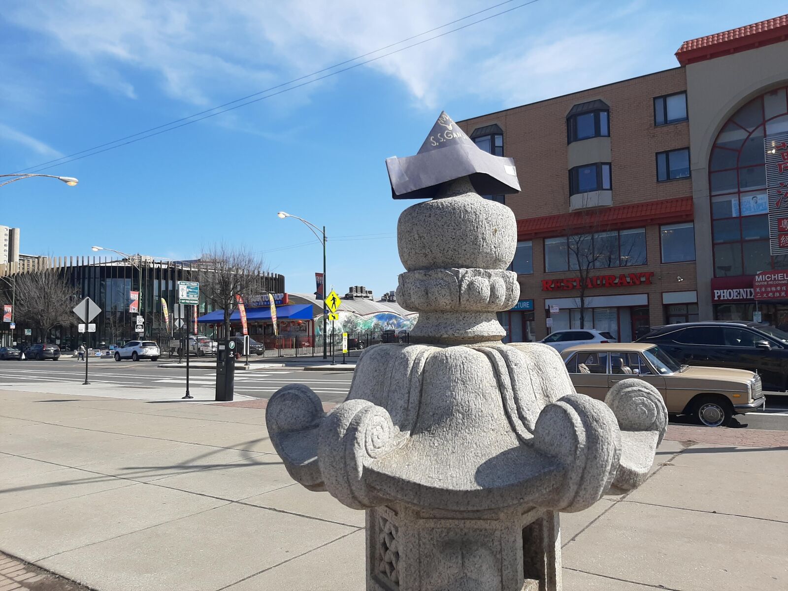 Samsung Galaxy A50 sample photo. Chinatown, chicago, paper hat photography