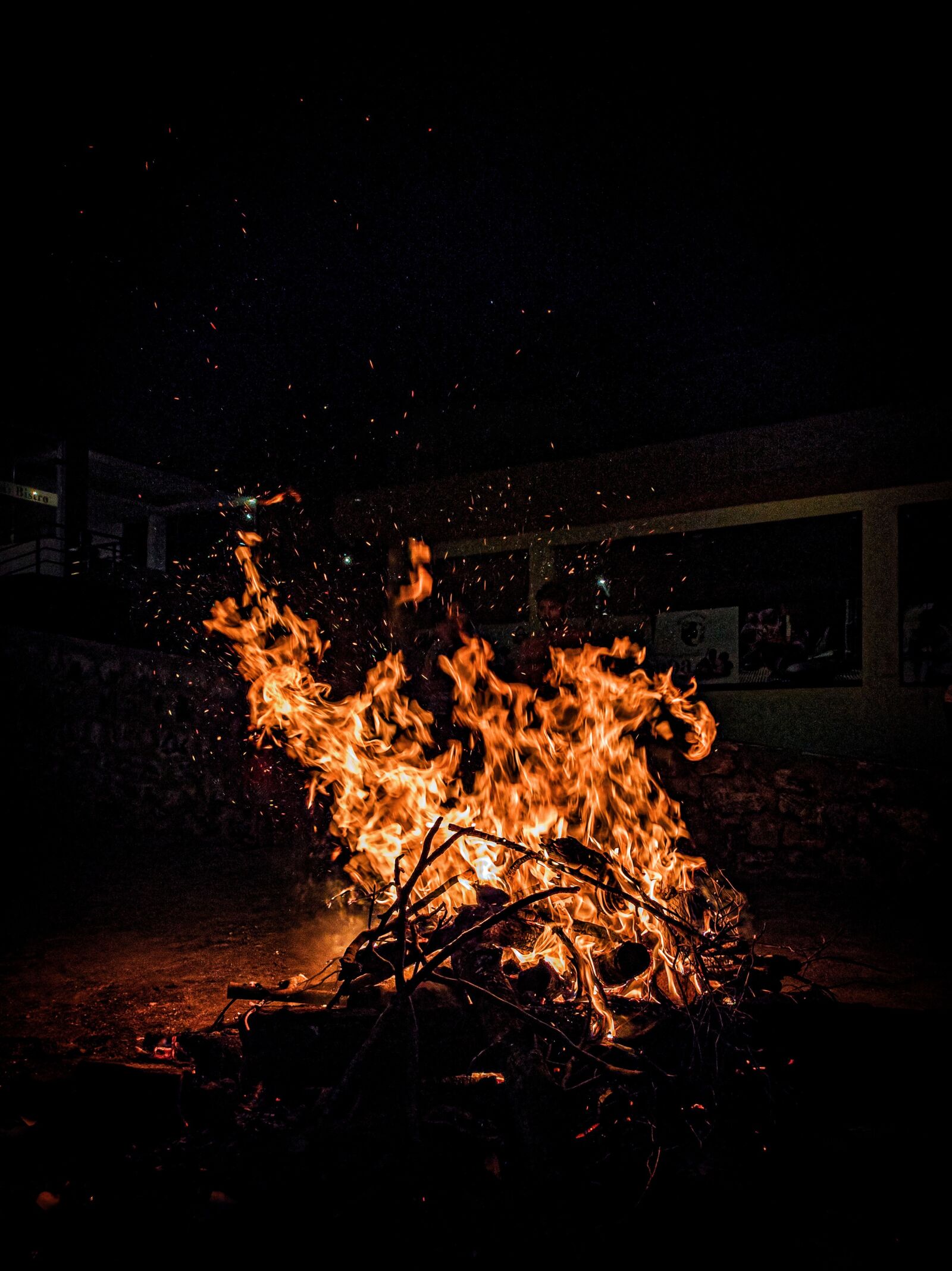 Google Pixel 3a sample photo. Fire, campfire, red photography