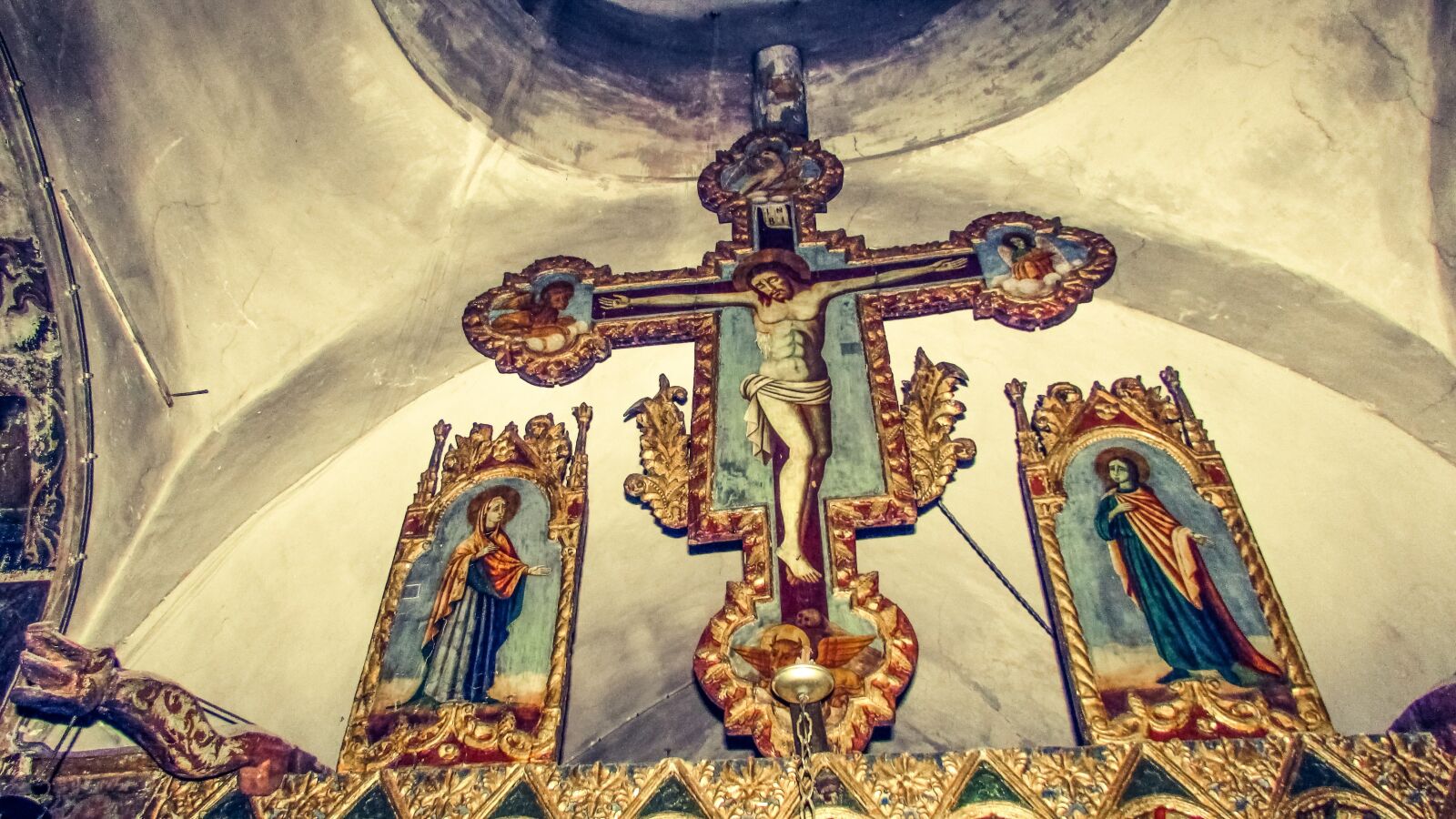 Canon PowerShot SX400 IS sample photo. Crucifix, woodcut, artwork photography