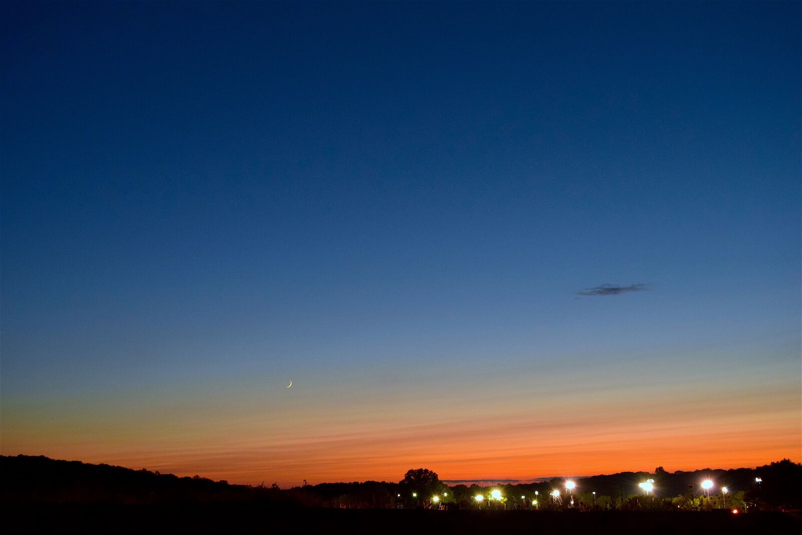 Nikon D3300 sample photo. Sunset, crescent moon, city photography