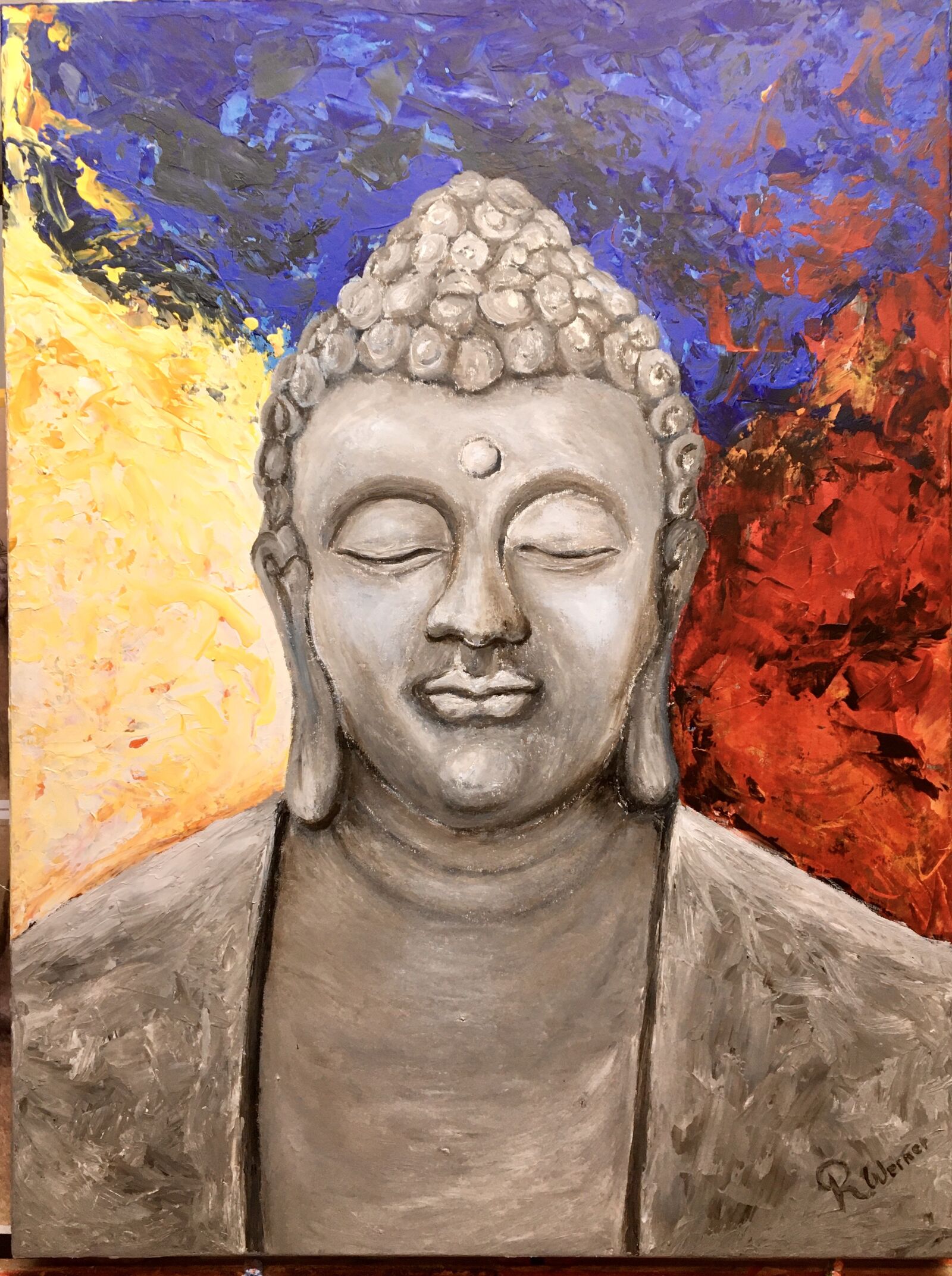 Apple iPhone 6s sample photo. Buddha, painted, painting photography