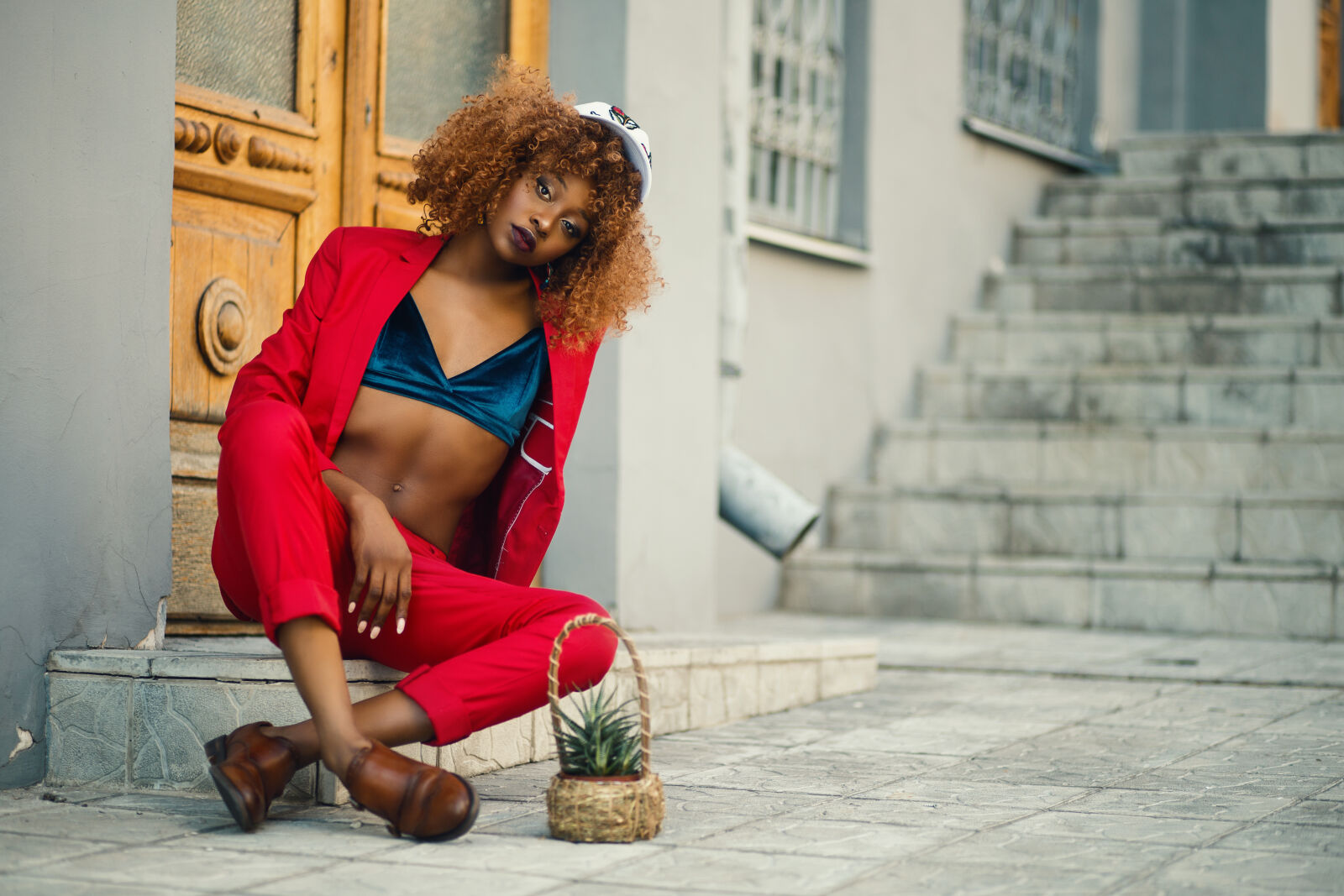 Canon EF 85mm F1.8 USM sample photo. Woman, wearing, red, coat photography